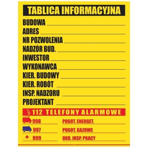 Tablica Budowlana Informacyjna Hjrg