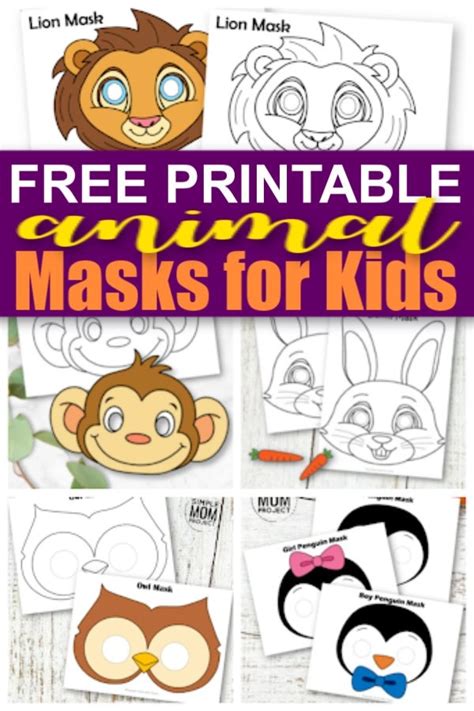 Printable Animal Masks for Kids – Simple Mom Project