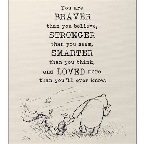 Winnie The Pooh Quote You Are Braver Than You Believe Foil Etsy