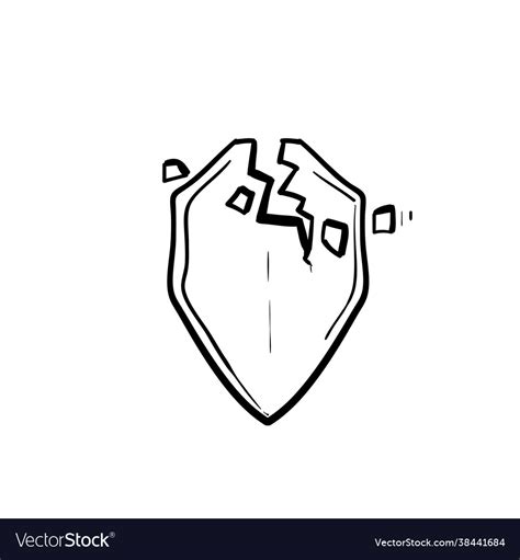 Hand Drawn Doodle Broken Shield Royalty Free Vector Image