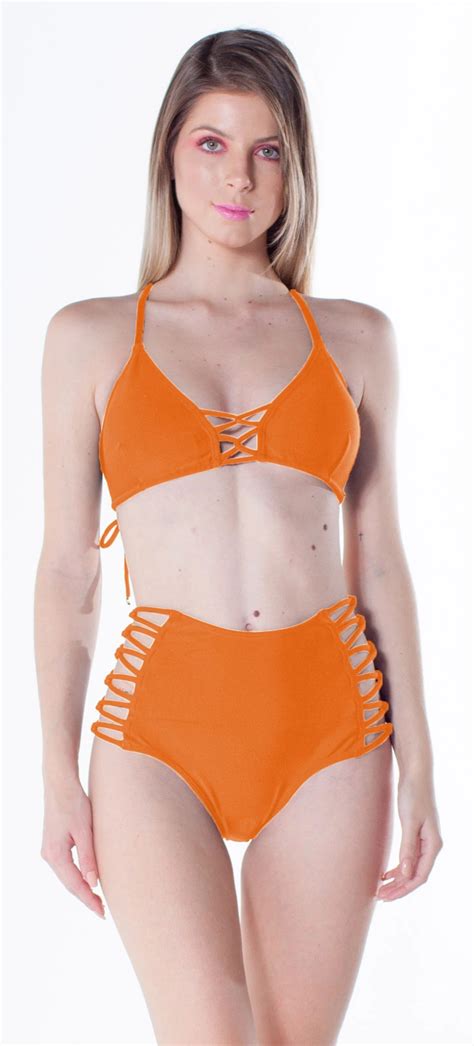 La Playa Tiras Cruzadas Neon Laranja In Good Quality Bikini Shop