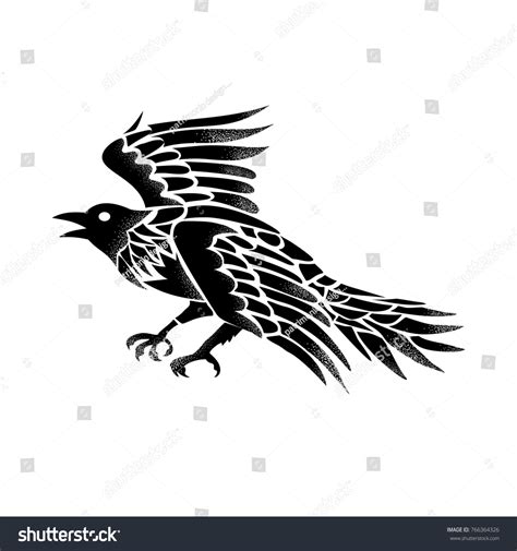 Tattoo Style Illustration Raven Crow Blackbird Stock Vector (Royalty ...