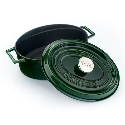 Oval Saucepan Cast Iron Cm Premium Green Lava Kitchenshop