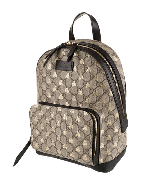 Gucci GG Supreme Bees Small Day Backpack Neutrals Backpacks Handbags