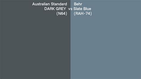 Australian Standard DARK GREY N64 Vs Behr Slate Blue RAH 74 Side By