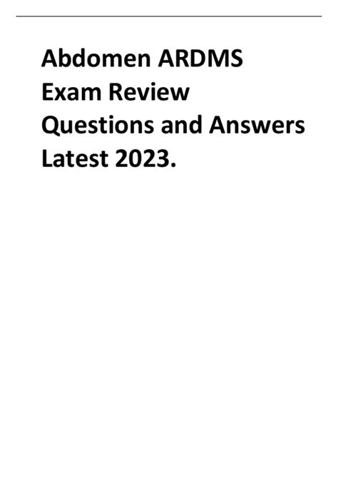 Abdomen ARDMS Exam Review Questions And Answers Latest 2023 Abdomen