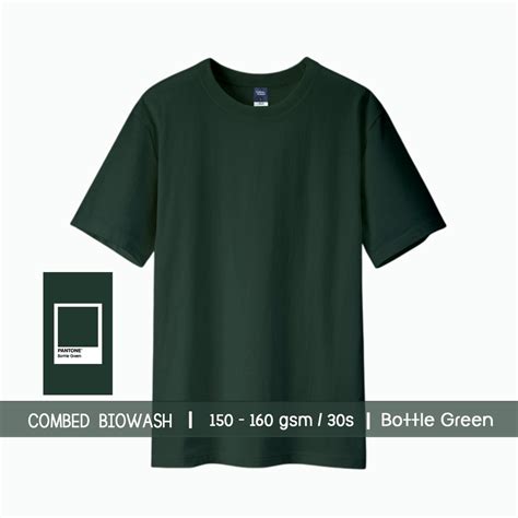 Jual Kaos Basic Hijau Botol Sycamore Combed Biowash S Oeko Tex