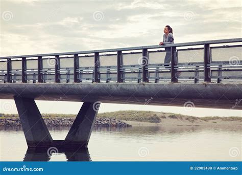 Woman On The Bridge Stock Photo Image Of Beautiful Relaxing