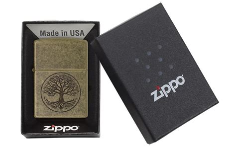 Zippo Tree Of Life Antique Brass Windproof Pocket Lighter