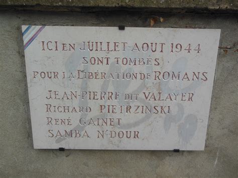 Romans sur Isère Qui étaient les personnes inscrites sur les plaques