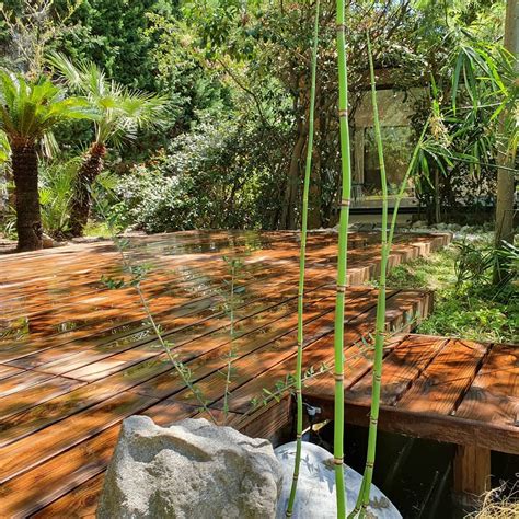 Terrasse En Bois Jardin Exotique Ecoverde Paysages