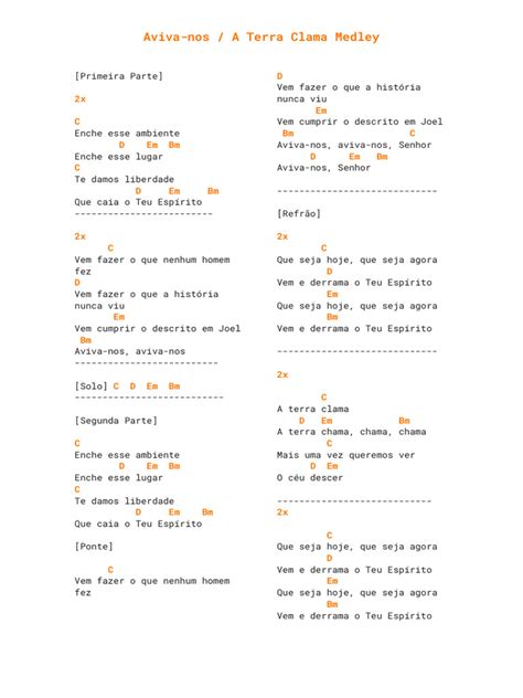 Aviva Nos A Terra Clama Kaleb E Josh Cifra - Aviva-nos -Kalebe e Josh | PDF