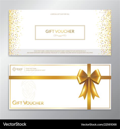 Gold Glitter T Voucher Certificate Coupon For Vector Image