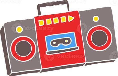 Flat Color Style Cartoon Retro Cassette Tape Player 43495345 Png