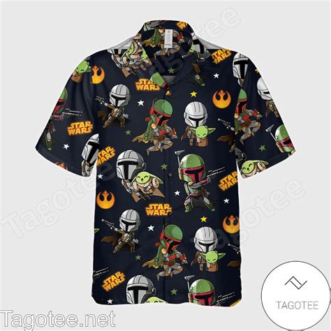 Star Wars The Mandalorian Yoda Boba Fett Chibi Hawaiian Shirt Tagotee