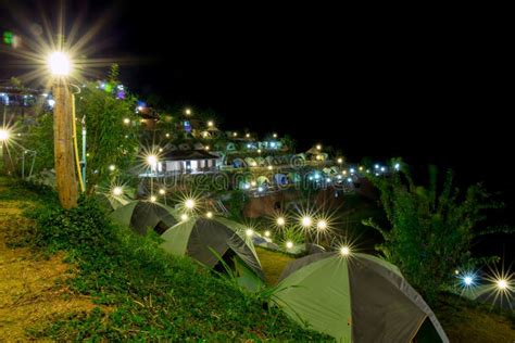 Camping tents at night. stock image. Image of forest - 85918753