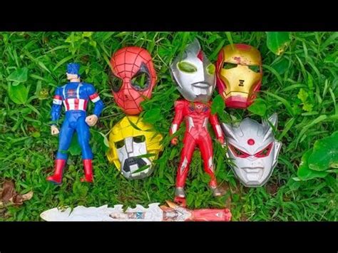 Mengumpulkan Mainan Topeng Ultraman Ironman Spiderman Batman Hulk Kura