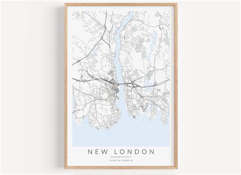 New London Map Print, Connecticut Map Print, New London CT Poster, New ...