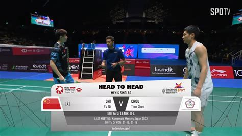 Bwf Ms Semifinalsshi Yu Qi Vs Chou Tien Chen H L Kff Singapore