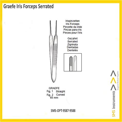 Graefe Iris Forceps Serrated SMS Ophthalmology Instruments Malaysia