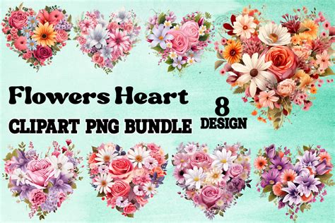 Flowers Heart Clipart Graphic by Vintage · Creative Fabrica