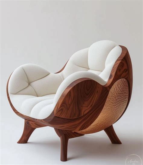 A Wooden Chair With White Upholstered Cushions