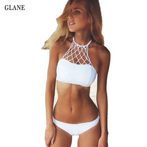 Sexy Crochet Bikini White Halter Bikini Crochet Swimwear Size