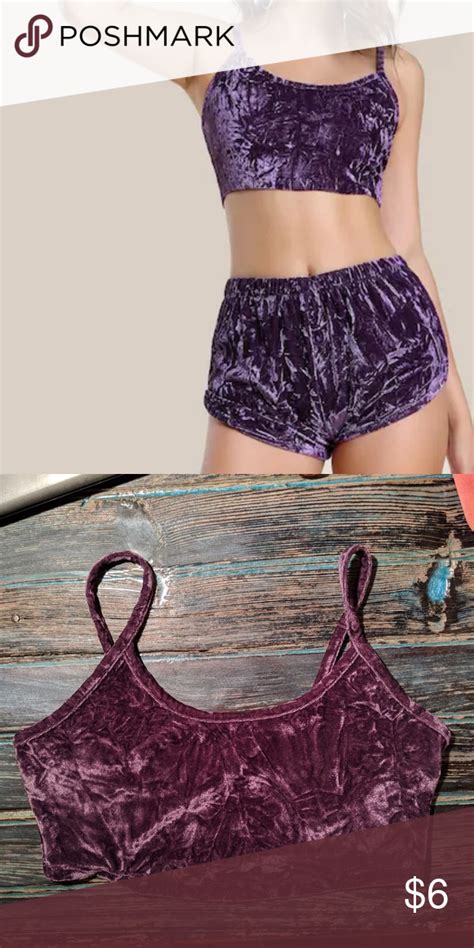 Purple Velvet Top And Shorts Pajama Set Short Pajama Set Pajama