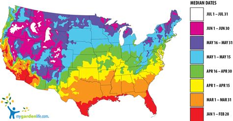 Frost Map with Dates - MyGardenLife