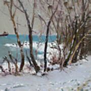 Naked Trees By The Lake Shore Painting By Ylli Haruni Fine Art America