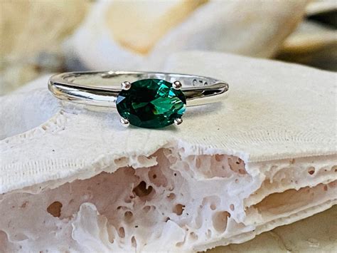 Emerald Ring, Gold Emerald Ring, Emerald Engagement Ring, Oval Cut ...