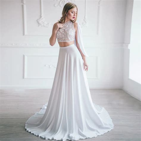 White Silk Beach Boho Wedding Skirts Fitted Waistband Floor Length