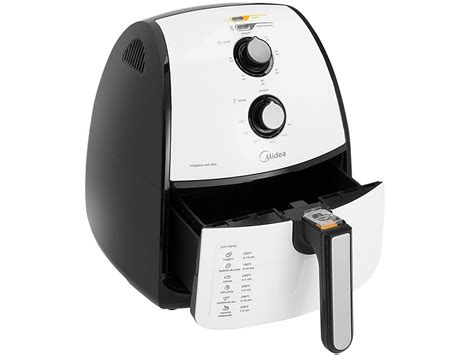 Fritadeira Elétrica Sem Óleo Air Fryer Midea Liva Branca e Preta 4L