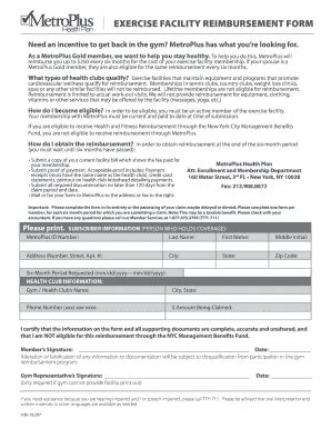 Fillable Online Metroplus Gym Reimbursement Fill Online Printable