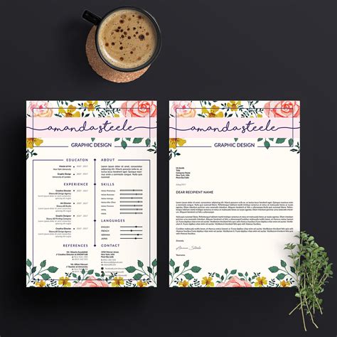 Floral Resume Template / CV template / Resume template on Behance