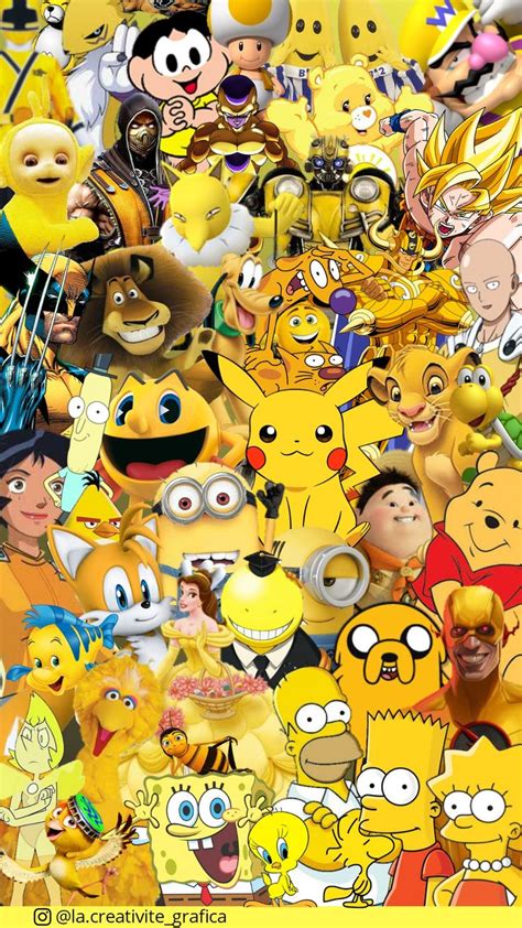 Wallpapper Amarelo Disney Pop Art Colored Characters Cartoon Wallpaper