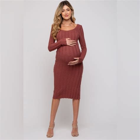 Pinkblush Dresses Pinkblush Texture Ribbed Long Sleeve Bodycon Midi Dress Nwt Poshmark