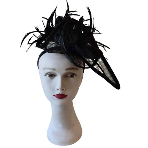 Womens Black Feathered Fascinator S