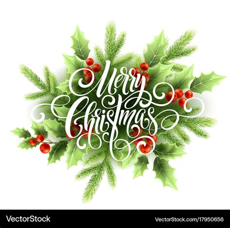 Merry Christmas Handwriting Script Lettering Vector Image