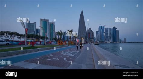 Doha corniche sunset shot showing Qatar during FIFA World cup Qatar ...