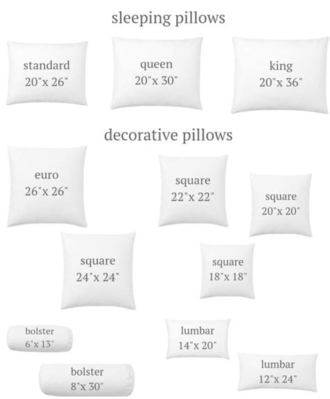 My Pillow Size Chart