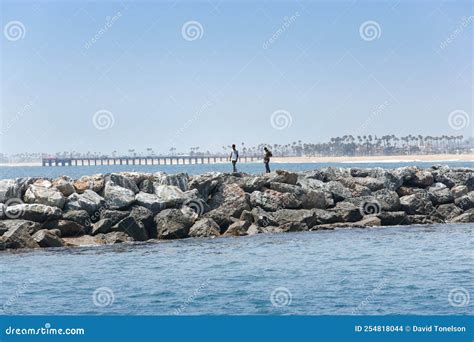 People Walk On The Jetty Newport Beach Editorial Stock Image Image