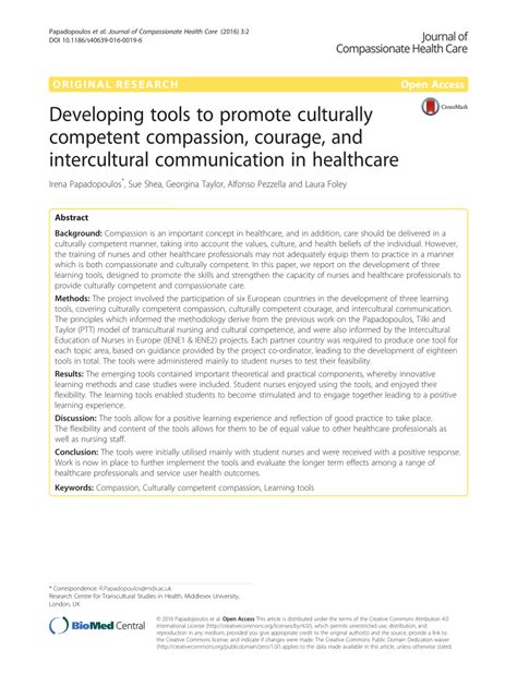 Pdf Developing Tools To Promote Culturally Competent Compassion