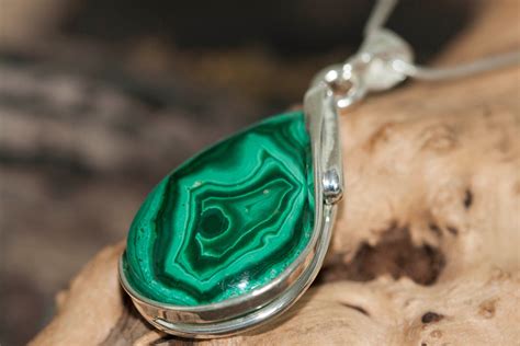 Malachite Pendant In Sterling Silver Perfect Gift For Her Malachite