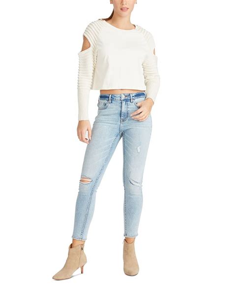 Vigoss Jeans Cutout Sleeve Cropped Sweater Macys