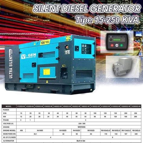 Jual Genset Silent V Gen 15 Kva 20 Kva 30 Kva 40 Kva 50 Kva 60 Kva 70