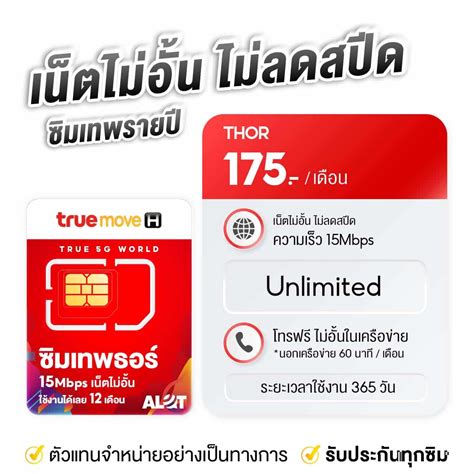 ซิมเทพธอร์ Simเทพรายปี เล่นเน็ตไม่อั้น 15 Mbps อัพเดทราคา 2567