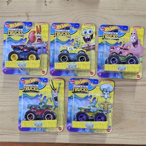 HOT WHEELS MONSTER TRUCKS SPONGEBOB SQUAREPANTS NICKELODEON COMPLETE SET OF PCS SQUIDWARD MR