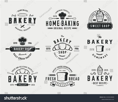 Bakery Pastry Logo Set Set 9 Stock Vector (Royalty Free) 2193218909 ...