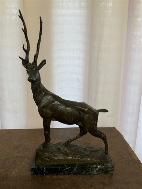 Proantic Cerf En Bronze Sign Maurice Favre